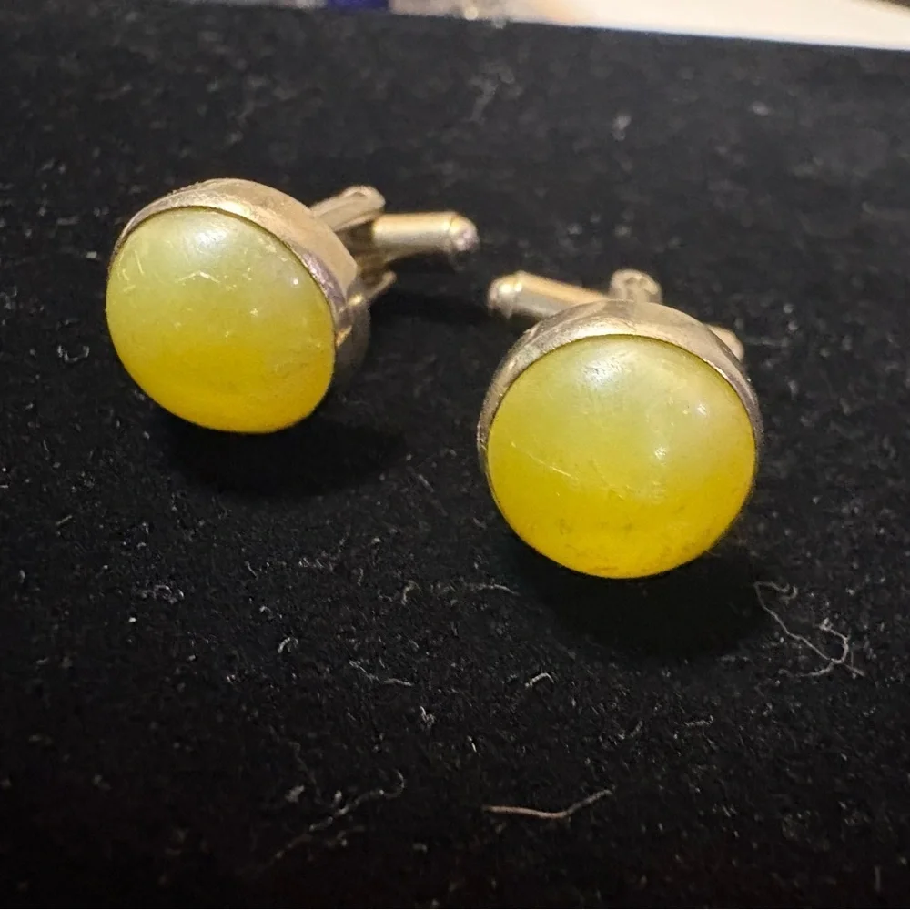 Vintage Anson Sun Yellow Gold Tone Cuff Links Cufflinks